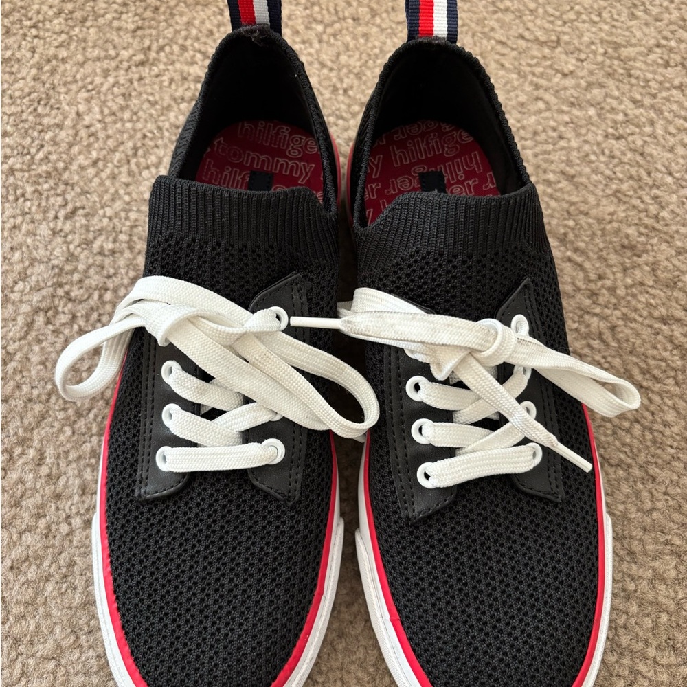 Tommy Hilfiger Black Sneakers with Red and White Details